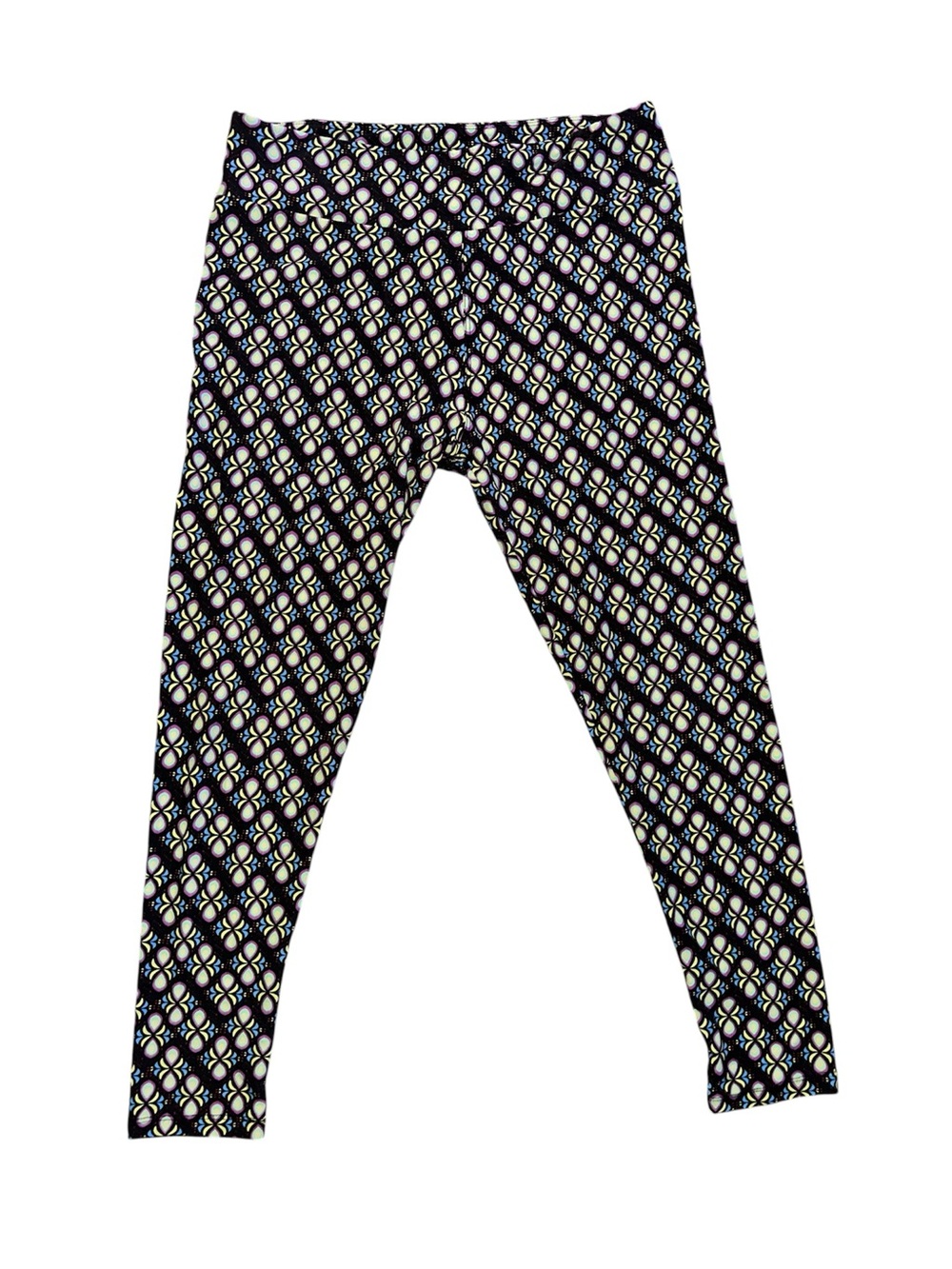 LuLaRoe TC Black Leggings with Cream Geometric Print Size 12-18